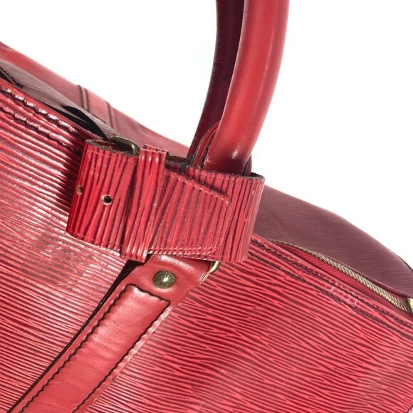 LOUIS VUITTON Red Leather Keepall 50 Boston Bag - Picture 10 of 16